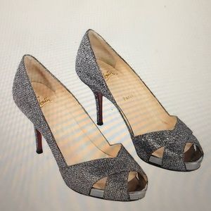 Christian Louboutin Metallic Silver Pumps